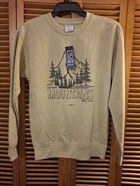 FAITH CAN MOVE MOUNTAINS MATT 17:20 Sweatshirt Mens S NWT Light Source
